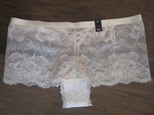 TORRID IVORY FLORAL LACE MINI LATTICE BACK MID-RISE CHEEKY PANTIES NEW