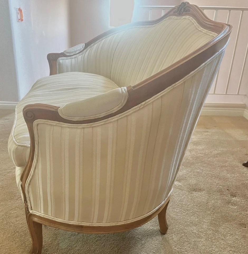 Старинный Liberace французский с белой полоской перо любовь сиденье диван Setee - Изображение 4 из 4