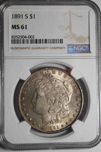 1891 S Morgan Silver Dollar MS61 NGC #002