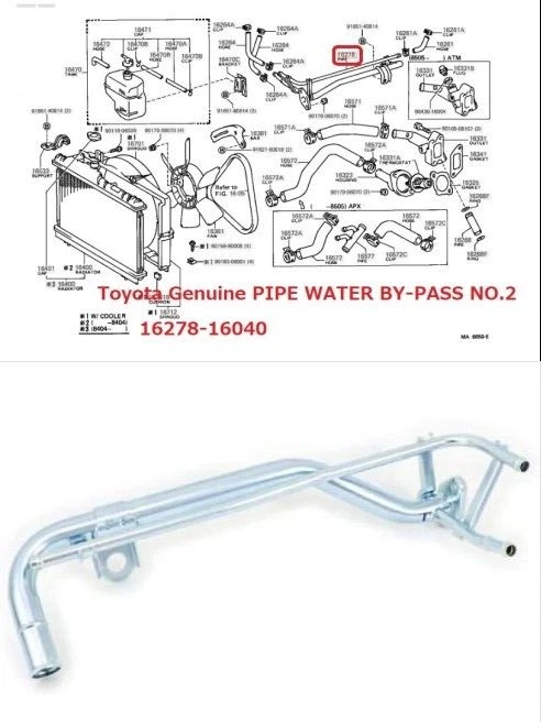 Toyota Genuine Corolla AE86 Levin Heater Water Pipe No.2 16278-16040 Metal Tube - Изображение 2 из 4