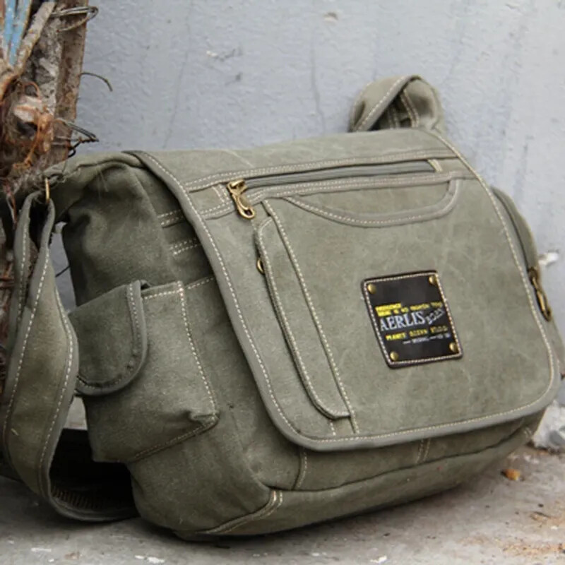 Men's Canvas Cross Body Bag Messenger Shoulder Book Bags School Satchel