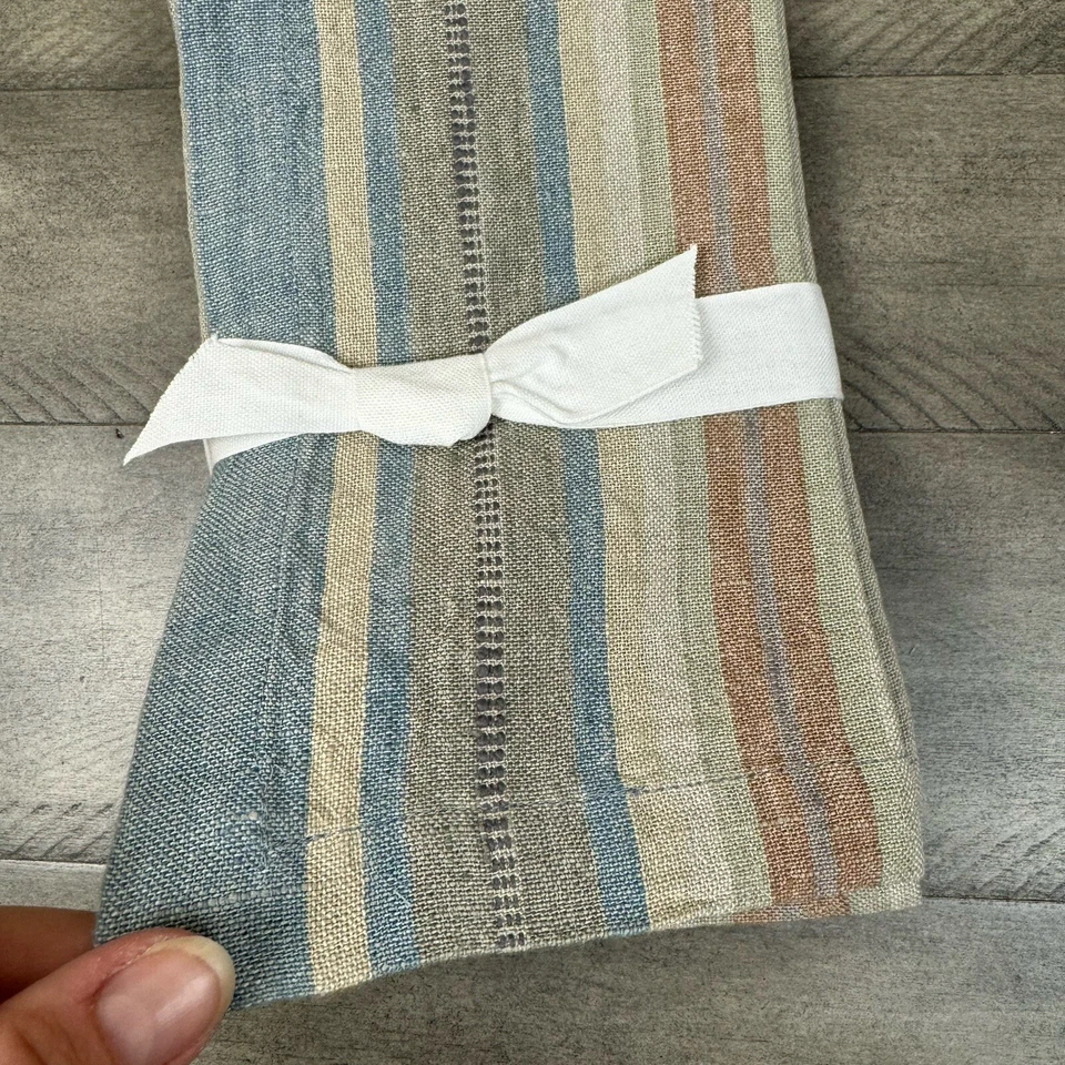 Pottery Barn Lonnie в полоску льняные обеденные салфетки комплект из 4 льняных многоцветных новых без ценников - Изображение 2 из 4