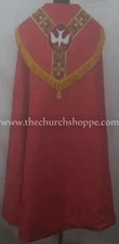 Red Cope & Stole Set with Holy Spirit embroidery capa pluvial,chape,far fronte