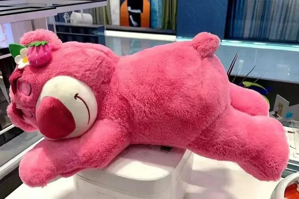 MINISO Toy Story Lotso Cute Bear Strawberry Sofa Plush Pillow Stuffed Toys Child