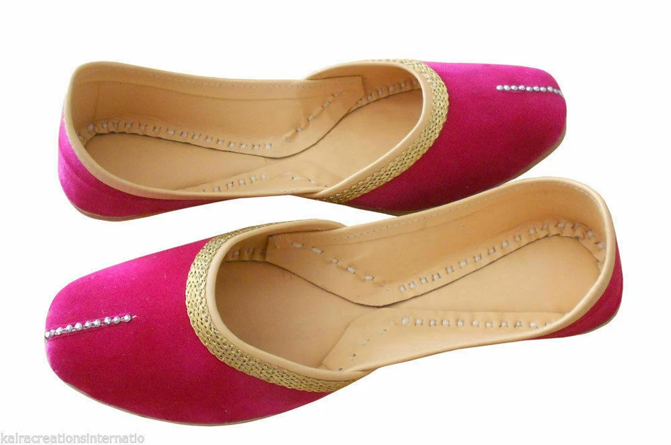 Zapatos de mujer indios hechos a mano mocasines bailarinas rosa jutties EE. UU. 9,5-12 Foto 4 de 4