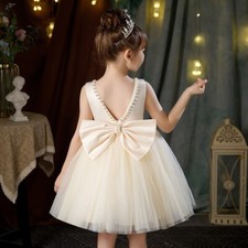 2025Kids Girls Flower Bridesmaid Bow Princess Dress Party Fancy Wedding Dresses