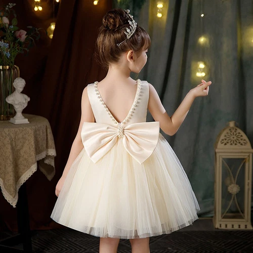 Girls Flower Bridesmaid Bow Princess Dress Party Fancy Wedding Birthday Dresses - Picture 14 of 24