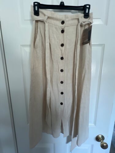 Khaki long button up skirt by OPT