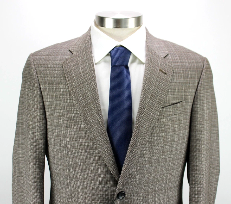 Blazer Emporio Armani 48 R se adapta a 46 Abrigo Deportivo Marrón Blanco Tejido Lana Línea G Nuevo Foto 3 de 4