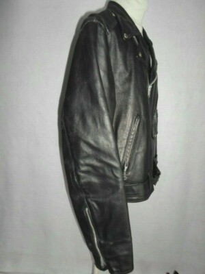 VINTAGE Sears Thick STEERHIDE LEATHER Motorcycle Biker Jacket 46