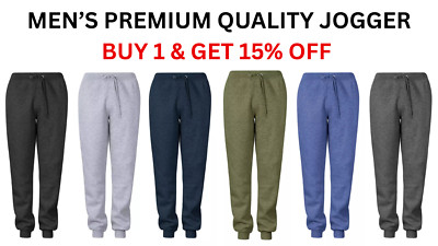 Mens Fleece Cuffed Joggers Slim Fit Jogging Bottoms Sweatpants Trouser - 2044/57