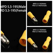 100/50X Yellow Insulated Female/Male Bullet Butt Connector Crimp TerminalsWire