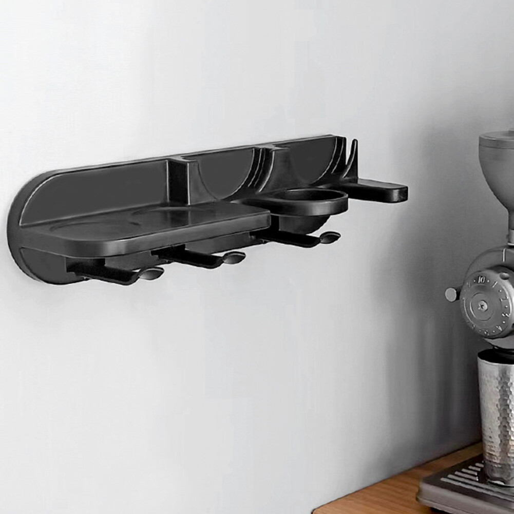 Plastic Coffee Portafilters Holder Hanging Wall Mount Black for Kitchen