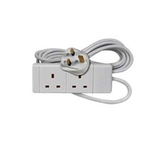 2 Gang Way Trailing Socket Mains Power Extension Leads 1 Meters - UK 13 A