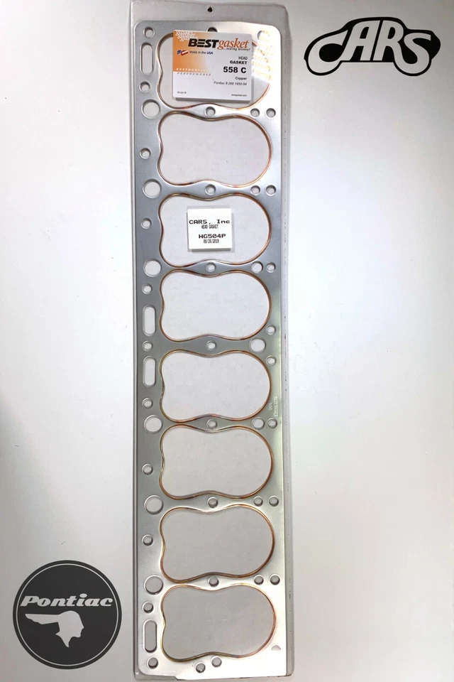 Pontiac 268 1950-1954 cabeza plana 8 | Junta de culata | Mejor junta | Cobre Foto 2 de 4