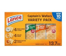 Lance Sandwich Crackers, Captain's Wafers, Variety Pack, 10 Individual Packs, 6