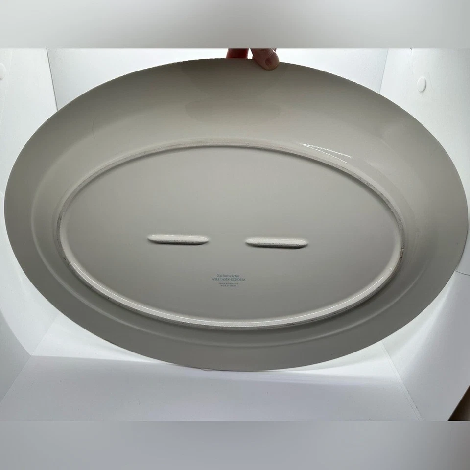 WILLIAMS-SONOMA Damask Easter Bunny 18" Oval Serving Platter EUC! Discontinued! - Image 3 of 4