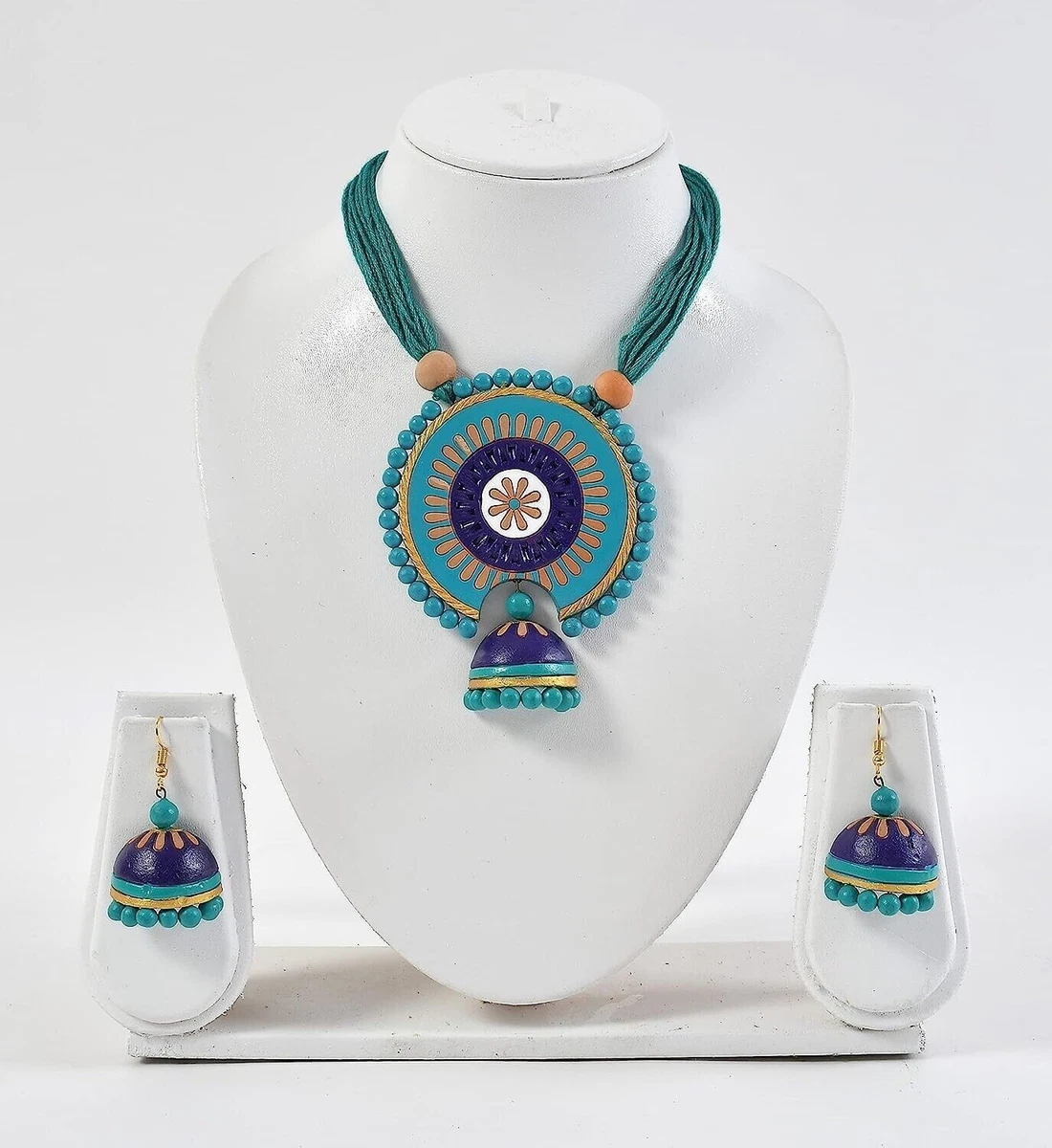 Ethnic Color Handmade Terracotta Necklace and Earrings Set | eBay