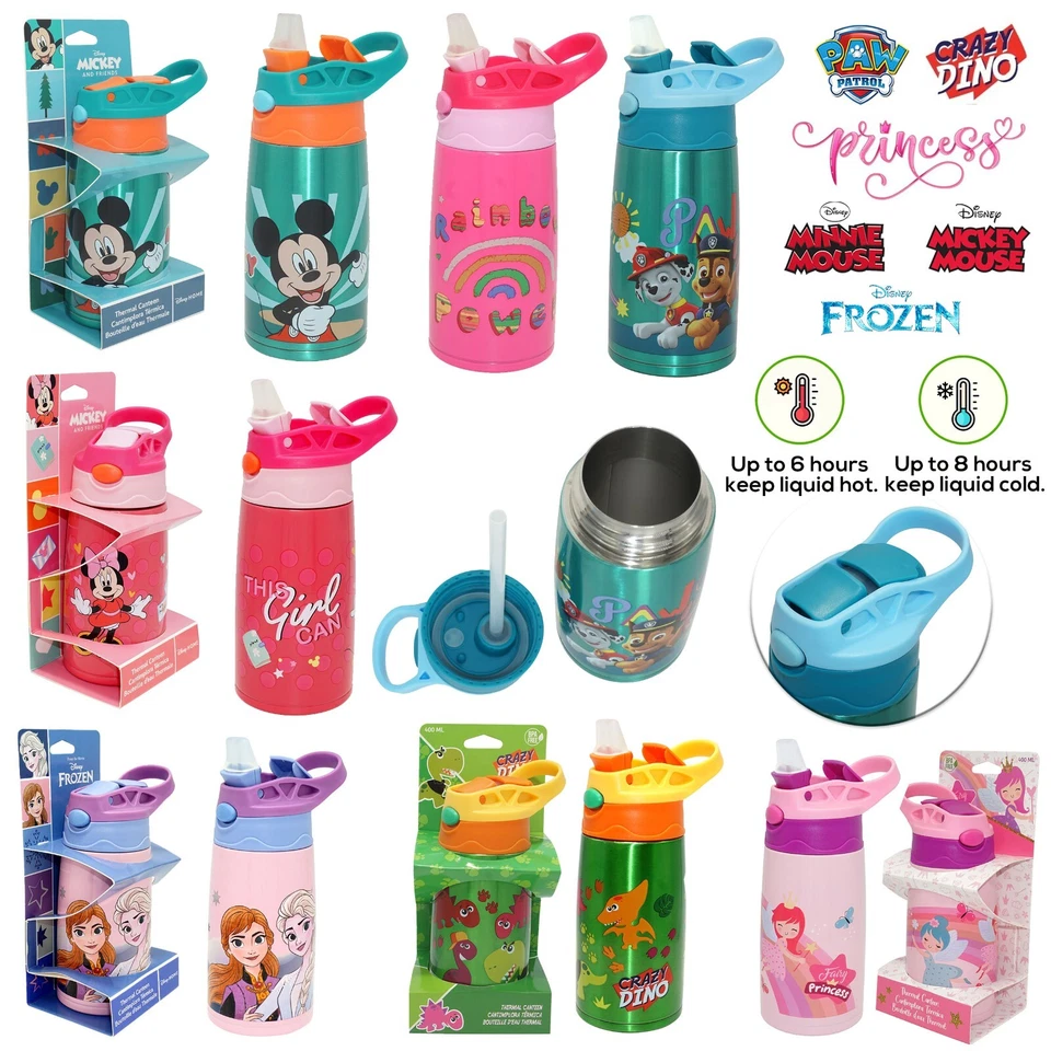 Licensed 600ml Hot & Cool Aluminum Flask, Push Button Kids Water Bottle - Image 2 of 3