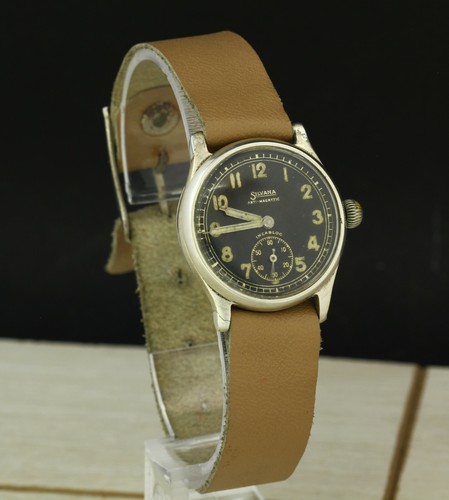 SILVANA 1058 Swiss Made OROLOGIO DA POLSO MECCANICO PERIODO SECONDA GUERRA  MONDIALE. Quadrante nero, INCABLOC | eBay