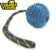 HAPPYPET ATOMIC TOUGH DURABLE DOG PUPPY BALL ON ROPE TOY TUG FETCH 2.5" 