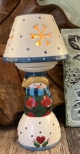Jim Shore Heartwood Creek Snowman TeaLight Lamp Candle Christmas Fairy Light