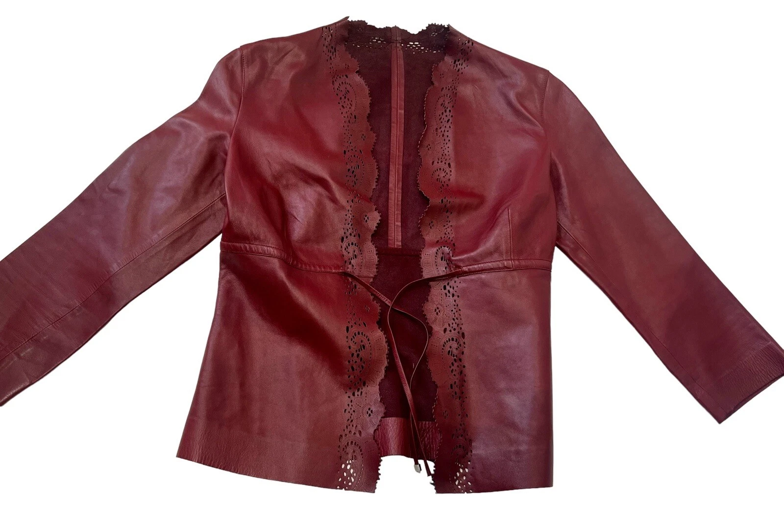 Gucci Tom Ford Giacca in pelle bordeaux taglio laser bordeaux 38 raro pezzo vintage