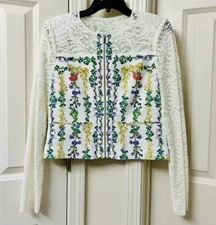 BCBGMAXAZRIA Women's Long Sleeve Lace Jacket, Size-S