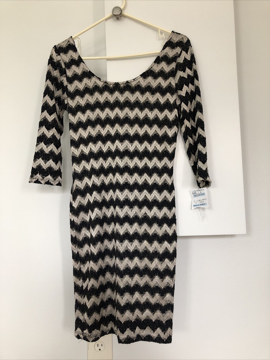 ROMEO & JULIET COUTURE BKACK, SILVER AND GOLD FITTED DRESS SIZE S