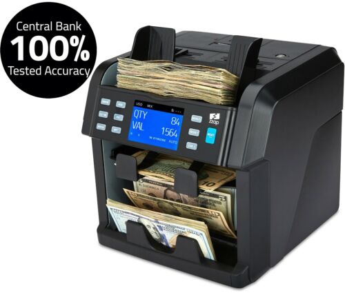 Mixed Denomination Bill Counter Sorter Machine Cash Money Currency Counting ZZap - Afbeelding 1 van 12