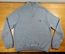CHAPS Brand Gray 100 Cotton 1/4 Zip Pullover Style Sweater Size Men's XL