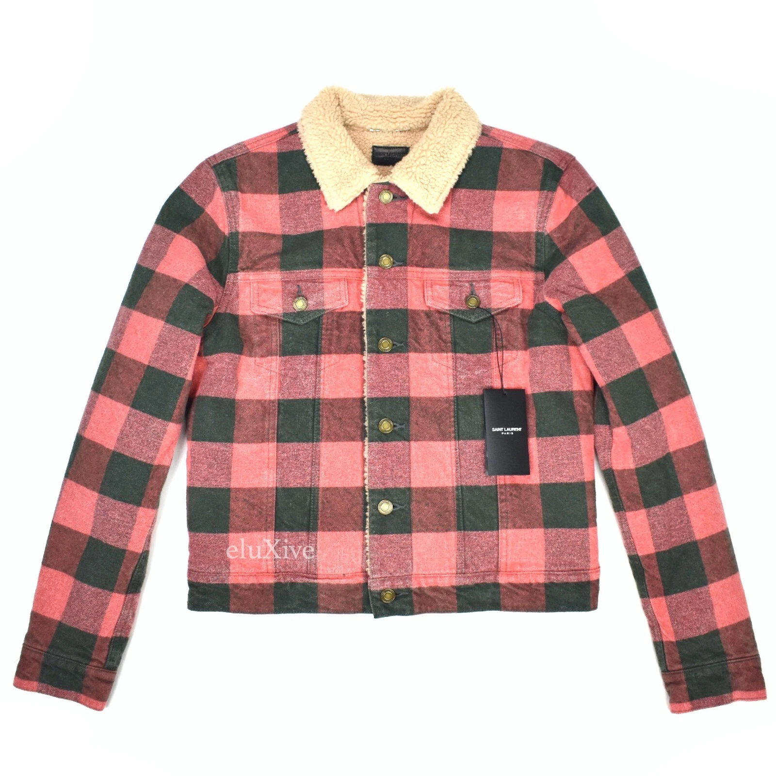 SAINT LAURENT (YSL) Giacca da camionista a quadretti Saint Laurent Paris nuova con etichette $2k + AUTENTICA