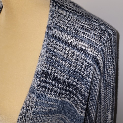 Eddie Bauer Cardigan Wrap Sweater Heathered Blue Knit Womens Size Large Coastal - Picture 11 of 11