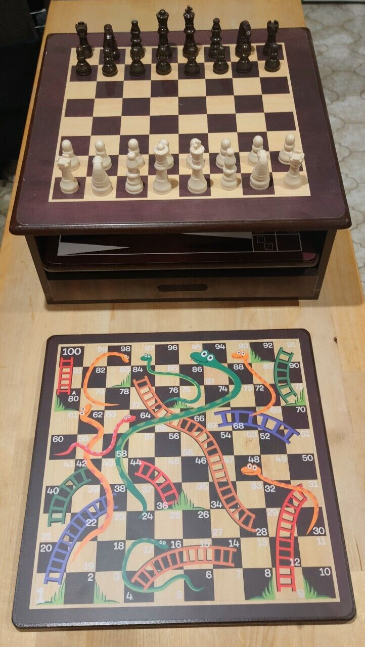 10 in 1 Deluxe Games Wooden Board Game Collection eBay