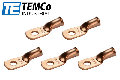 25 Pack - 6 AWG Bare Copper Ring Terminals, 1/2" Hole, Uninsulated Electrical Lugs 12 thumbnail image