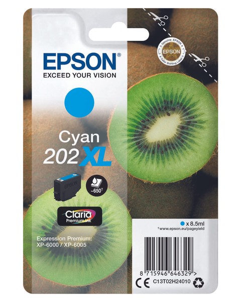 Epson Original 202XL Kiwi Druckerpatrone Cyan 650 Seiten 8,5Ml (C13T02H24010)-image