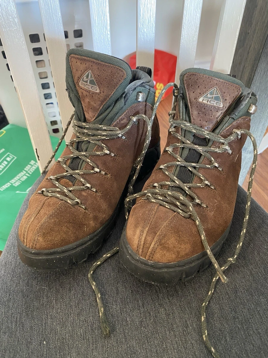 Vintage 1995 Nike ACG Hiking Boots Brown Suede Canvas Mens 13 165009-222 Nike ACG Suede Brown Boots for Men for sale - eBay main image 4