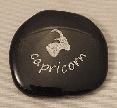 Capricorn Zodiac Inspirational Stone - Black, Polished