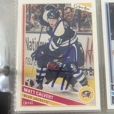 Matt Calvert Signed Autographed 2013-14 O Pee Chee OPC Card Blue Jackets