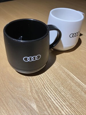 Audi Mug 2pcs set Novelty MINT No box White Black H8.5cm