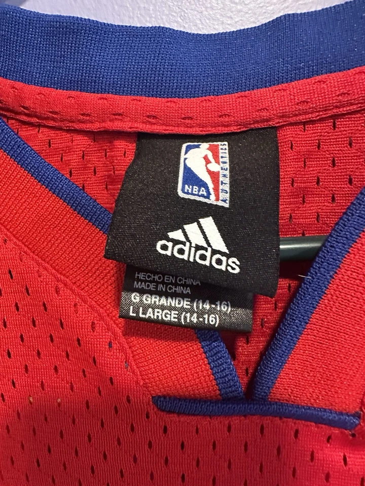 Detroit Pistons Rasheed Wallace Adidas Red Throwback YOUTH Jersey Large - Image 3 of 4