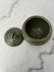 Stoneware pottery lidded jar with green salt glaze — photo 3