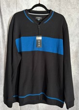 Alfani Men  s XXL Stretch Pullover Sweater Black w/ Blue Chest Stripe