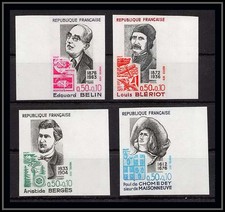 France N°1706 /1709 personnages 1972 cote 95 Non dentelé ** MNH (Imperf) bord de