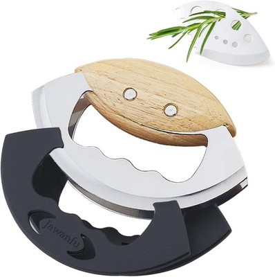Mezzaluna Salad Chopper Tools with Protective Cover, Super Sharp Handheld Dou...