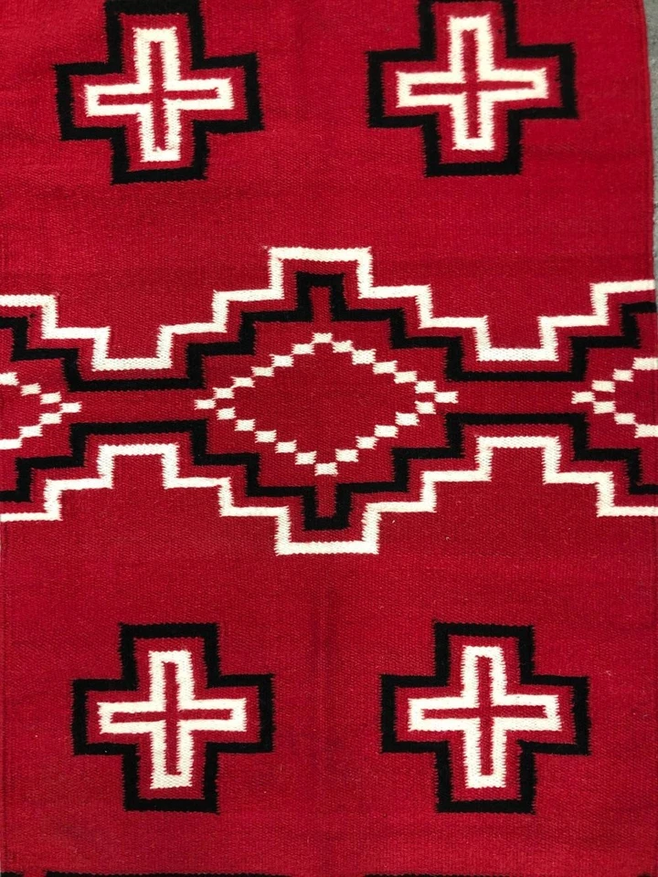 Southwestern Navajo Ganado Rug Handmade Antique Native American Wool Large Rugs - Image 2 of 2