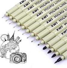 12 1 Fineliner Drawing Art Pens, Black Waterproof Pigment Ink Set for Artists, S