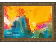 Square Sculpted Gold Picture Frame - UV Acrylic, Backing, Hanging Hardware