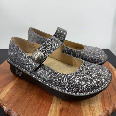Alegria Paloma Mary Jane shoes black and white Le Artist'' Inky stippled 37 7-7.5