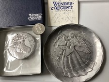 2 pc Wendell August Forge 4 Angel Coaster Christmas Ornament Handmade Aluminum